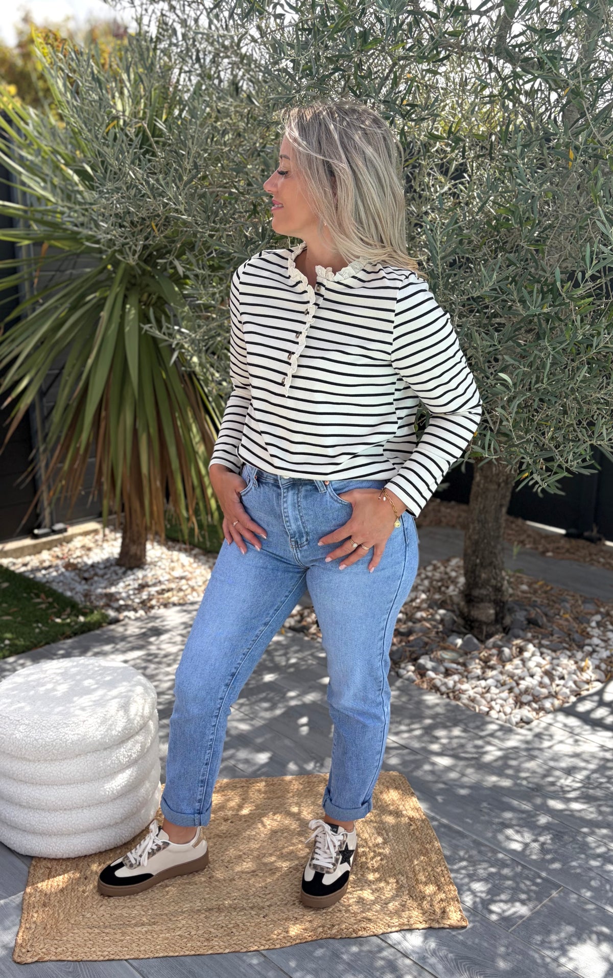 Pull fin marinière