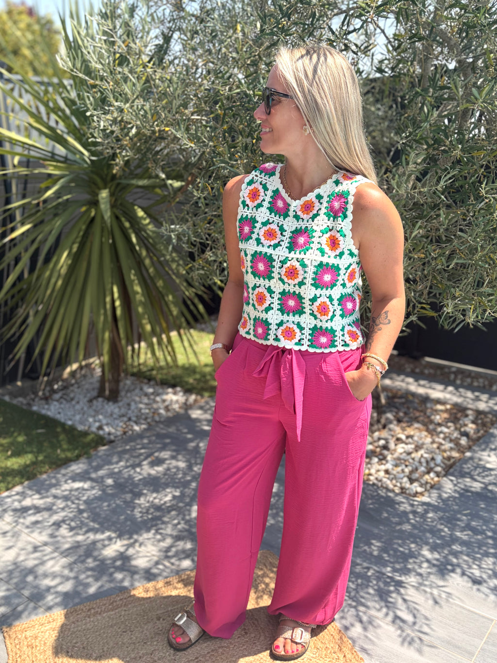 Pantalon selena fushia